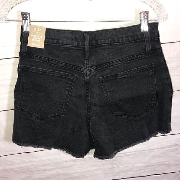 NEW Madewell High-Rise Denim Shorts in Black Frost: Button-Front Edition Size 26 - Picture 6 of 12